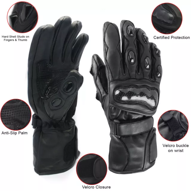 Gants Moto Cuir Imperméable Moto Thermique Hiver Été Pro