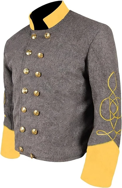 Civil War US Lt's 1 Braid Grey Wool Jacket with Solid Yellow Cuff  & Collar