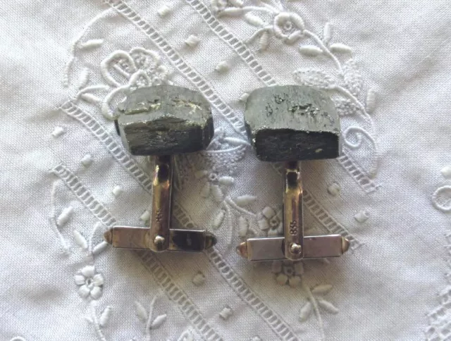 ALTE SILBERNE MANSCHETTENKNÖPFE - CUFFLINKS - PHYRIT - 835er