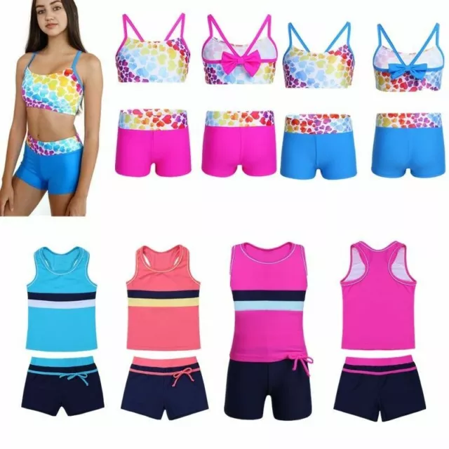 Kids Girls Swimsuit Swimwear Bathing Bikini Tankini Set Beachwear Bathing Suit