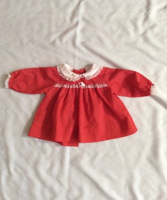 Vinage Alexis Baby Dress Red Polka Dot Lace Coller And Sleeve Size 3 Months