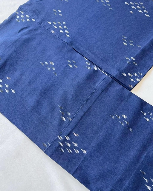 Japanese Kimono silk KOMON Hitoe Summer Komon Vintage Traditional NAVY BLUE 152㎝