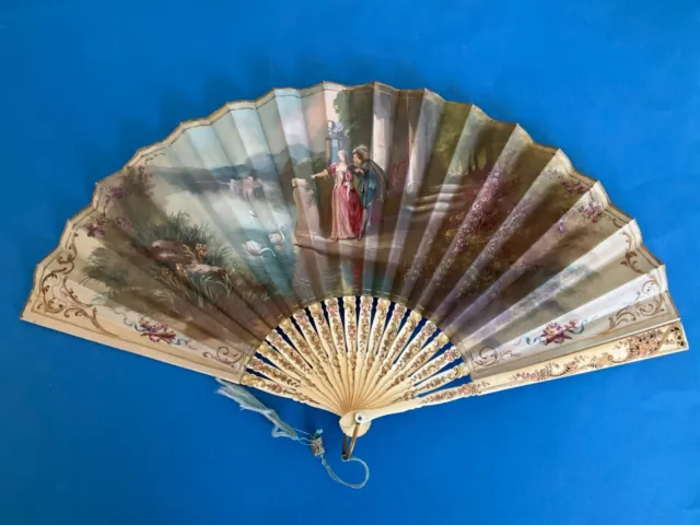Vintage Handpainted Hand Fan i Original Box.