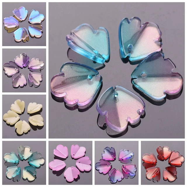10 Stück Blumen Blütenblatt 15mm Lampwork Kristall Glas Lose Anhänger Perlen