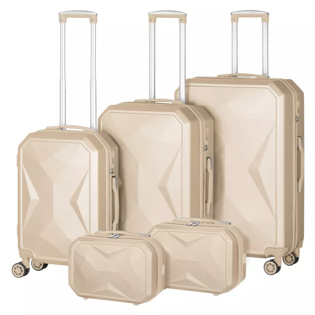 5Pcs Carry-on Hardshell Luggage Set Trolley Suitcase Spinner Wheels & TSA Lock