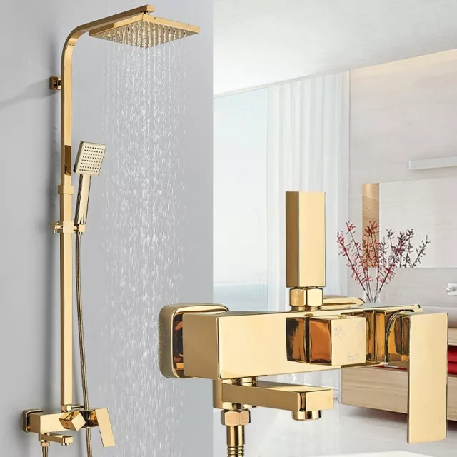 Gold Duscharmatur Duschset Edelstahl Duschsystem Regendusche Kopfbrause System