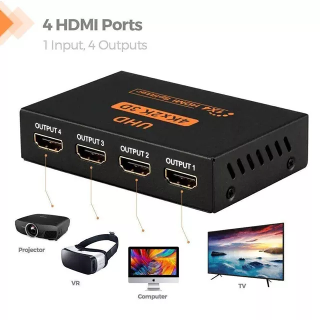 HDMI BOX 1*4 HDMI Splitter 1 In 4 Out 4K 3D 4 Way Signal Distributor HDMI NEW