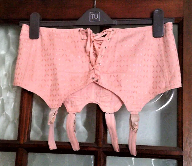 CINTURA CON SOSPENSIONE IN BROCCATO COTONE ROSA VINTAGE di L SCHMITT - VITA 28/30"