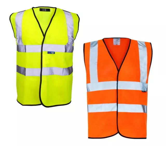 Hi Vis Vest Yellow Orange High Viz Visibility Waistcoat Safety Work EN ISO 20471