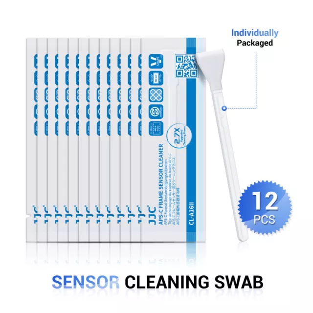 JJC 12pcs Sensor Cleaning Swabs Kit for 16mm APS-C Frame Camera CMOS and CCD