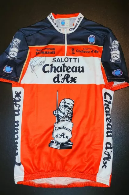 Autografata Eroica Maglia Ufficiale Chateau D'ax 1988 Preparata Ciclismo Bugno 2