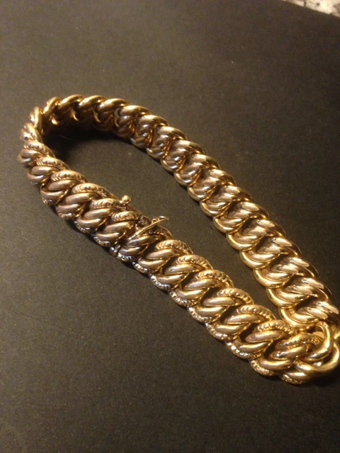 Bracelet Vintage Cristaux Navettes Plaqué Or – Longueur 19cm – Occasion