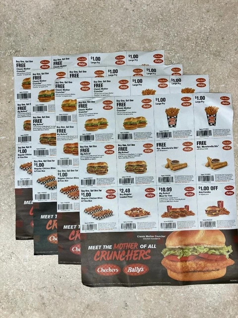 NEW 4 Sheets  Checkers Rallys Coupons Expire 11/12/23