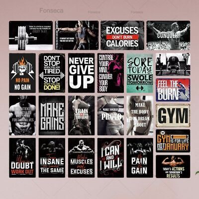 Gym Metal Posters Plaques Man Cave Tin Signs Work Out Wall Decorative Plates Art