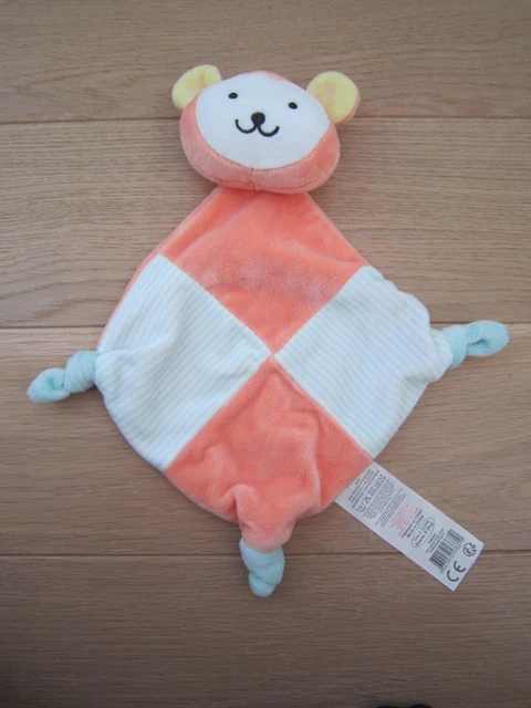 doudou plat singe orange abricot rayé tom & kiddy tomkids bisous d'ange