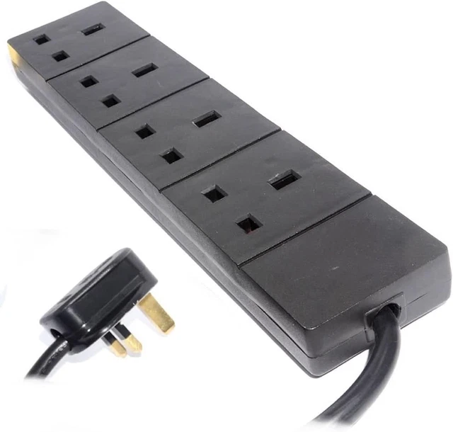 PRO ELEC PELB1809 4 Pandillas Extensión Plomo Negro, 0,5 m