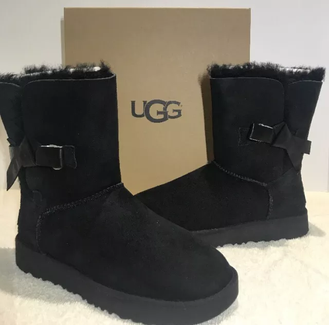 UGG Classic Knot Bow Short Boot Women’s Size 6 Winter Black Style 1016416 New