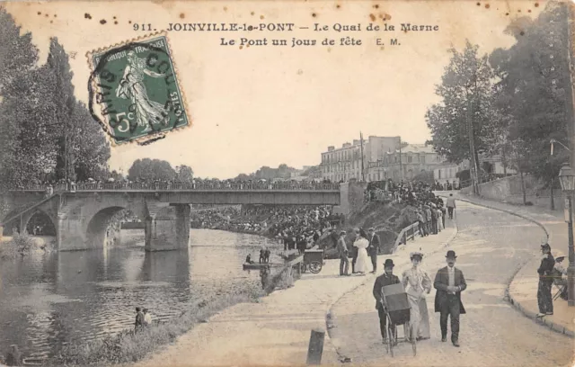 Cpa 94 Joinville Le Pont / Le Quai De La Marne / Le Pont Un Day De Party