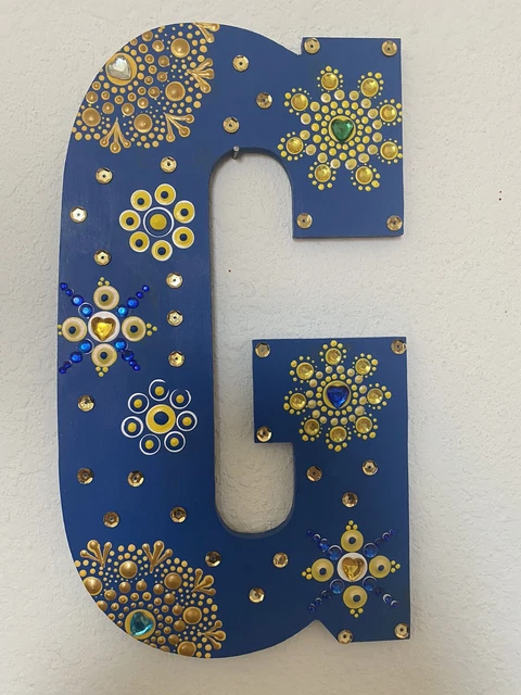 Custom painted wood letters with bling
