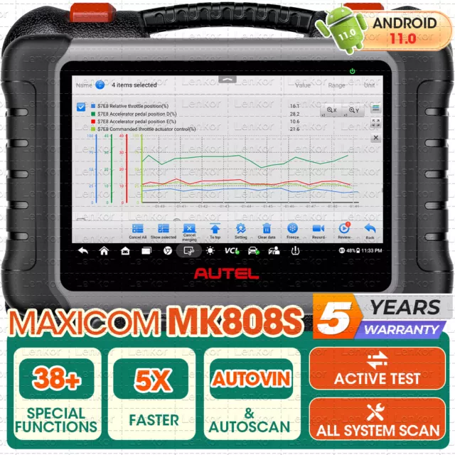 2024 Autel MaxiCOM MK808S Bidirectional Scanner Tool Car Diagnostic Key Coding