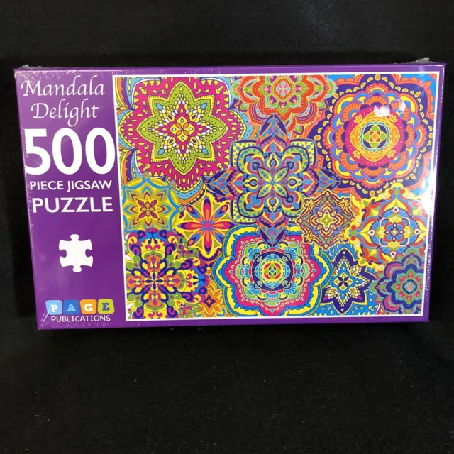 Brand New 500 piece Jigsaw Puzzle Mandala Delight Colorful Design Art Sealed @11