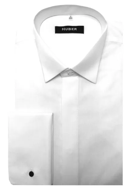 HUBER Camisa Esmoquin Cuello Ala Blanco Manguitos Sobre Regular Fit HU-0021