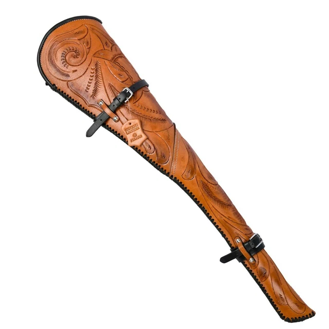 Hand Tooled Rifle Scabbard Shotgun Sleeve Genuine Leather Western Hardcase