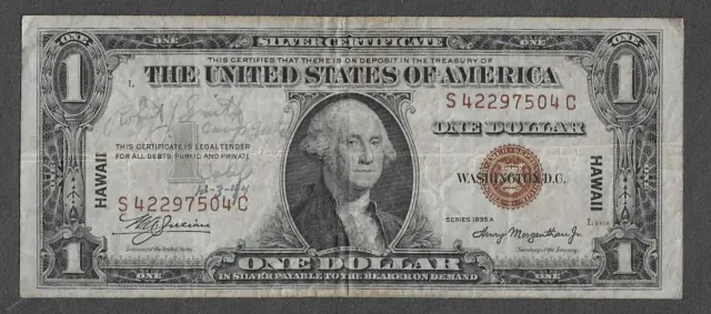 FR. 2300 S/C One Dollar $1 Series of 1935A Silver Certificate Hawaii Brown Seal