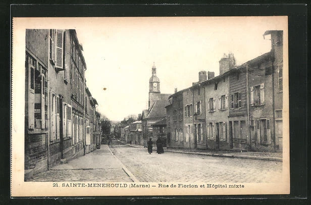CPA Sainte-Menehould, Rue de Florion et Hopital mixte
