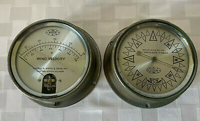 Vintage WILFRID O. WHITE Wind Velocity Compass Nautical WEATHER INSTRUMENTS
