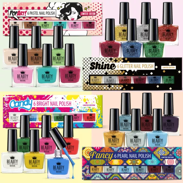 6 x Luxury Nail Polish 6 Different Colours 10 ml Gift Box Included UK Seller B4B