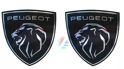 2 stickers PEUGEOT logo 2021 chrome à coller sur les ailes avant