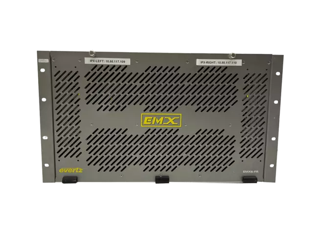 Evertz EMX6-FR with 2x 3080IPx-64-10G in frame Integrated Switching Fabric 64 10
