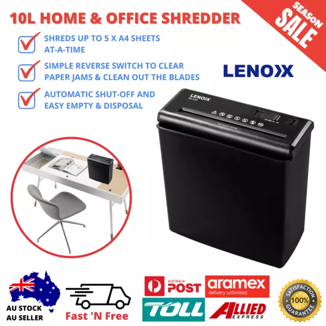 Lenoxx Electric Home Office Paper Shredder Cutter A4 5 Sheets Capacity Appliance