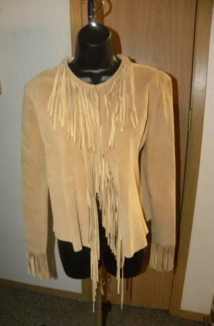 Mix It Suede Leather Fringed  Hippie Western Jacket Size Large