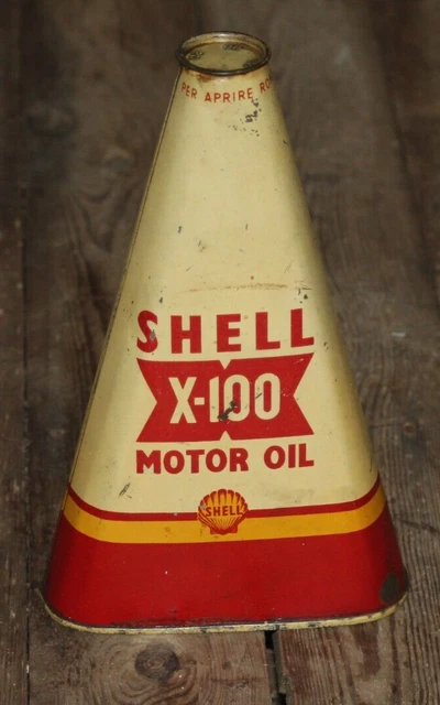 SHELL X-100 Triangel Öldose Ölkanne / aeroshell  mobiloil veedol energol
