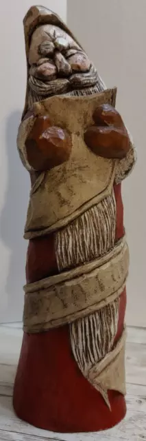 Hand Carved Santa ~ Vintage ~  Christmas Folk Art Hand Painted ~ Signed & Dated