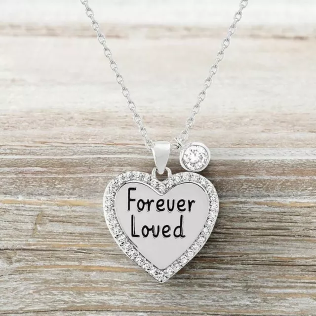 925 Sterling Silver Plated Love Heart Cubic Zirconia CZ Pendant Necklace 18"