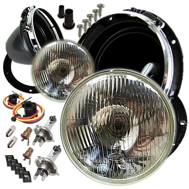 7& SEALED BEAM Halogen Conversion Headlight Kit Bowls Fits Classic Land