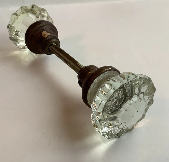 Vintage Ornate Clear Glass Antique Metal Victorian Door Knobs