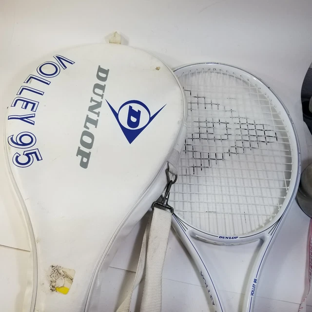 VINTAGE DUNLOP A PLAYER WOOD / GRAPHITE COMP TENNIS RACKET W/ COVER - 4 5/8