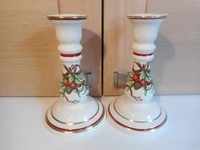 Tiffany & Co Tiffany Garland Pair Of Christmas Holiday Candlesticks