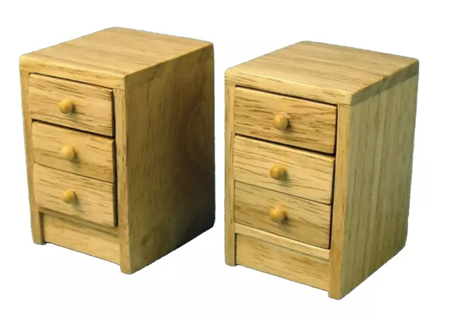 1/12th  DOLLS HOUSE  CHEST OF DRAWERS PAIR BEDSIDE PINE WOODEN