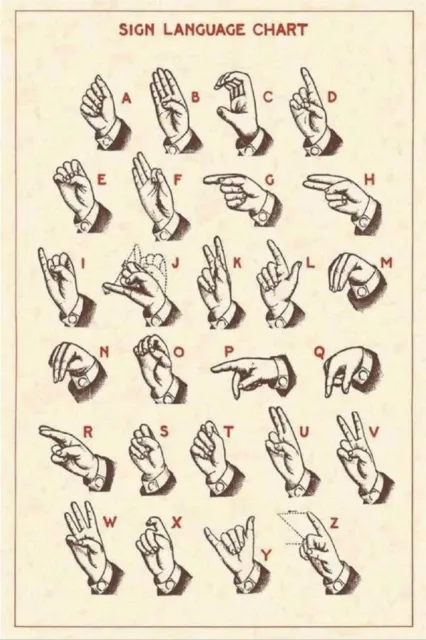Sign Language Chart :   Archival Quality Art Print
