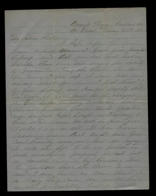 CONFEDERATE CIVIL WAR LETTER - Virginia Light Artillery - Mud March, Gettysburg!