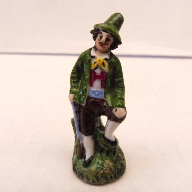 Statuette Miniature Ancienne Porcelaine Homme Folklorique