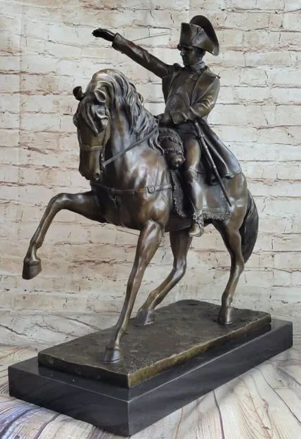 Puro Napoleone Su Cavallo Marengo Fren Bronzo Scultura Mano Figura Opera D'Arte