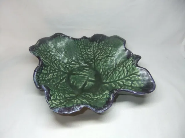 Leaf Shaped Dish Bowl North Street Potters London Studio Pottery Green