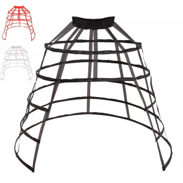 Gothic Women 5 Hoops Crinoline Hoop Cage Skirt Pannier Bustle Petticoat