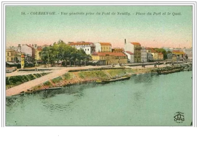92.Courbevoie.vue Generale Prise Du Pont De Neuilly.place Du Port Et Le Quai